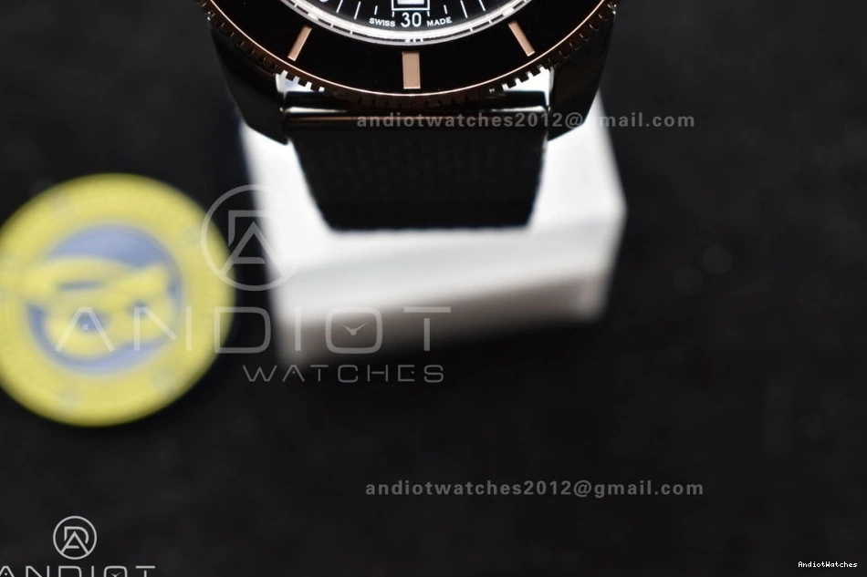Durable 1173 A on II Dial Ceramic Black SS Black 42mm SuperOcean Bracelet BLSF Heritage Bezel Rubber RG and Bezel 0802